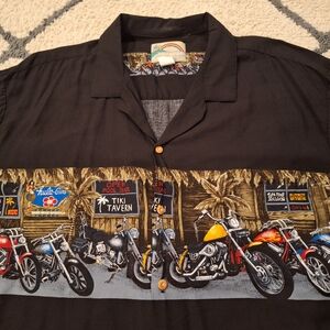 Men's Black Motorcycle Print Shirt Patadise Found 3xl